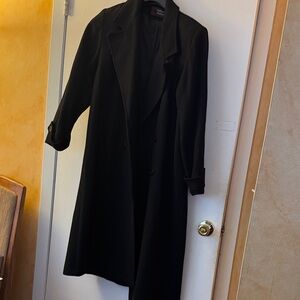Stephanie Mathews Classic Black Wool Overcoat for Women